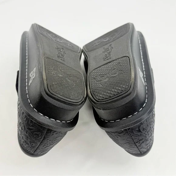 Alegria PALOMA 7507 Black Tooled Leather Mary Jane Support Comfort Orthotic Shoe - Picture 14 of 16